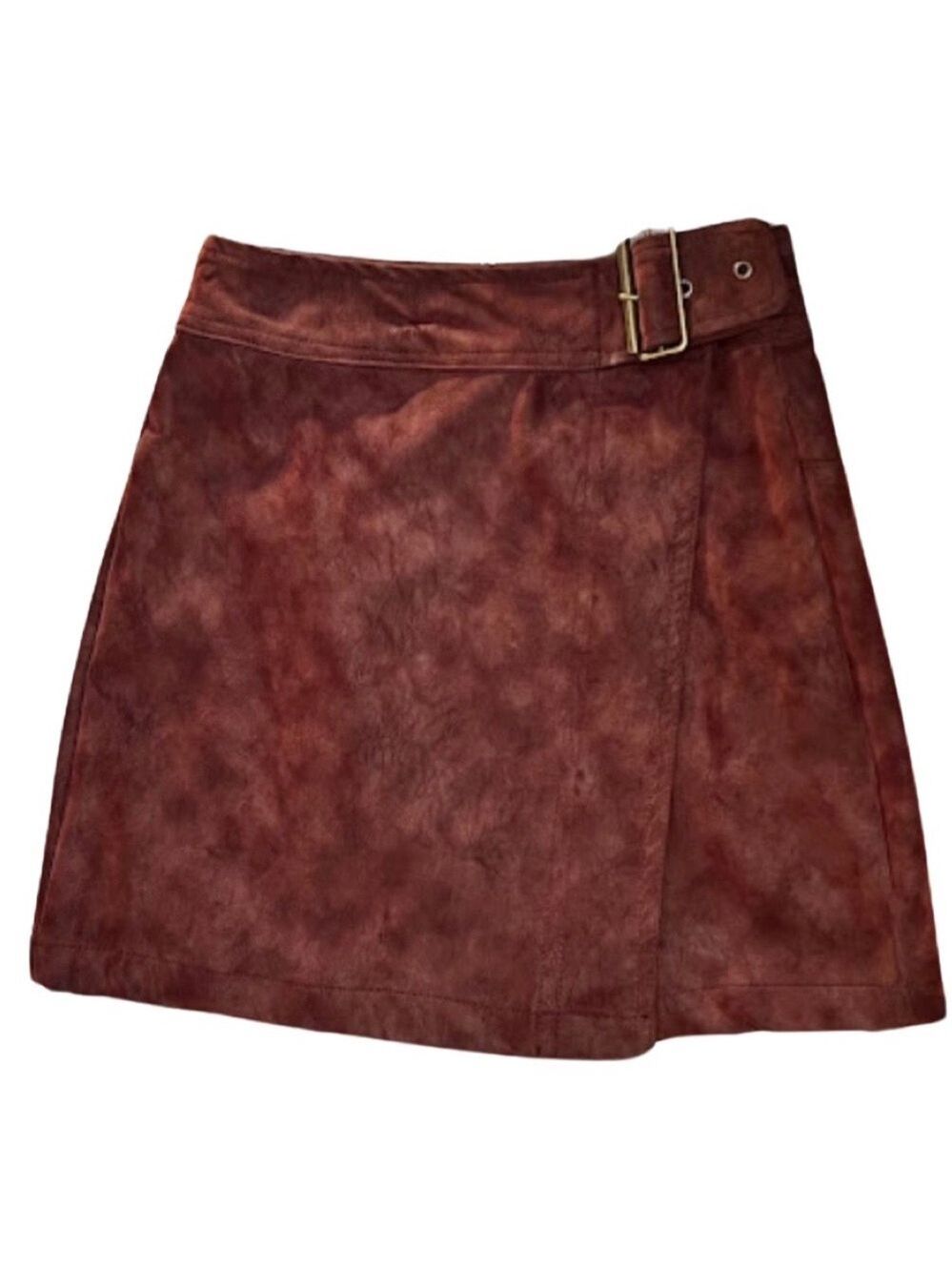 NWT $49 C&V Chelsea & Violet Hi-Rise Belted Wrap Skirt - Red Pear